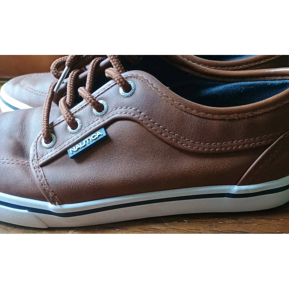 Nautica Boys Moulouya Brown Leather Casual Shoes‎ Sneakers Size 3